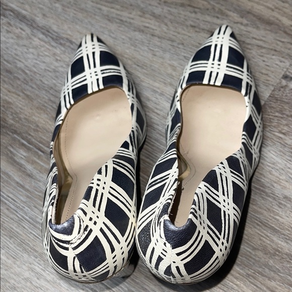 Coach Leather Black and Cream Plaid Heels Size 9 B - Picture 11 of 16